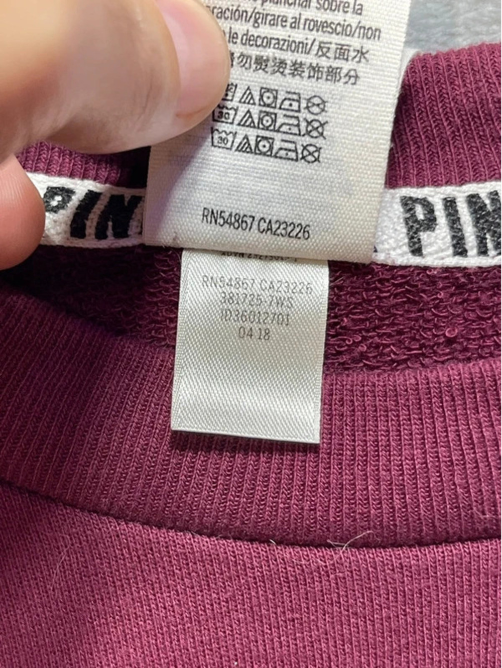 PINK Victoria's Secret Women's Colorblock Snap Sleeve Cropped Sweatshirt Large - Picture 8 of 10